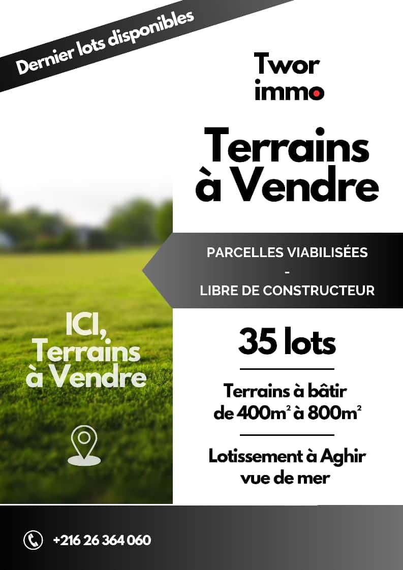 Terrain nu avec titre bleu — Midoun, Djerba