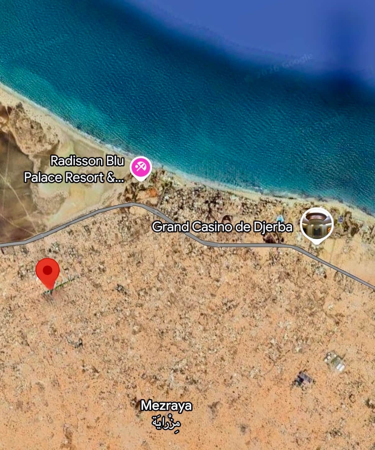 Djerba beau terrain 2500 m2 à côté du radisson blu — Mezraya, Djerba