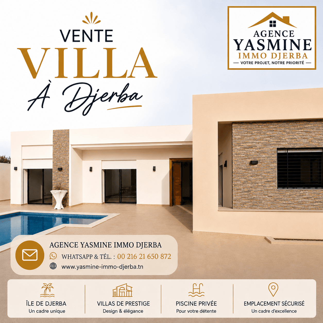 Villa non meublée avec piscine trik el 7alkoum — Midoun, Djerba