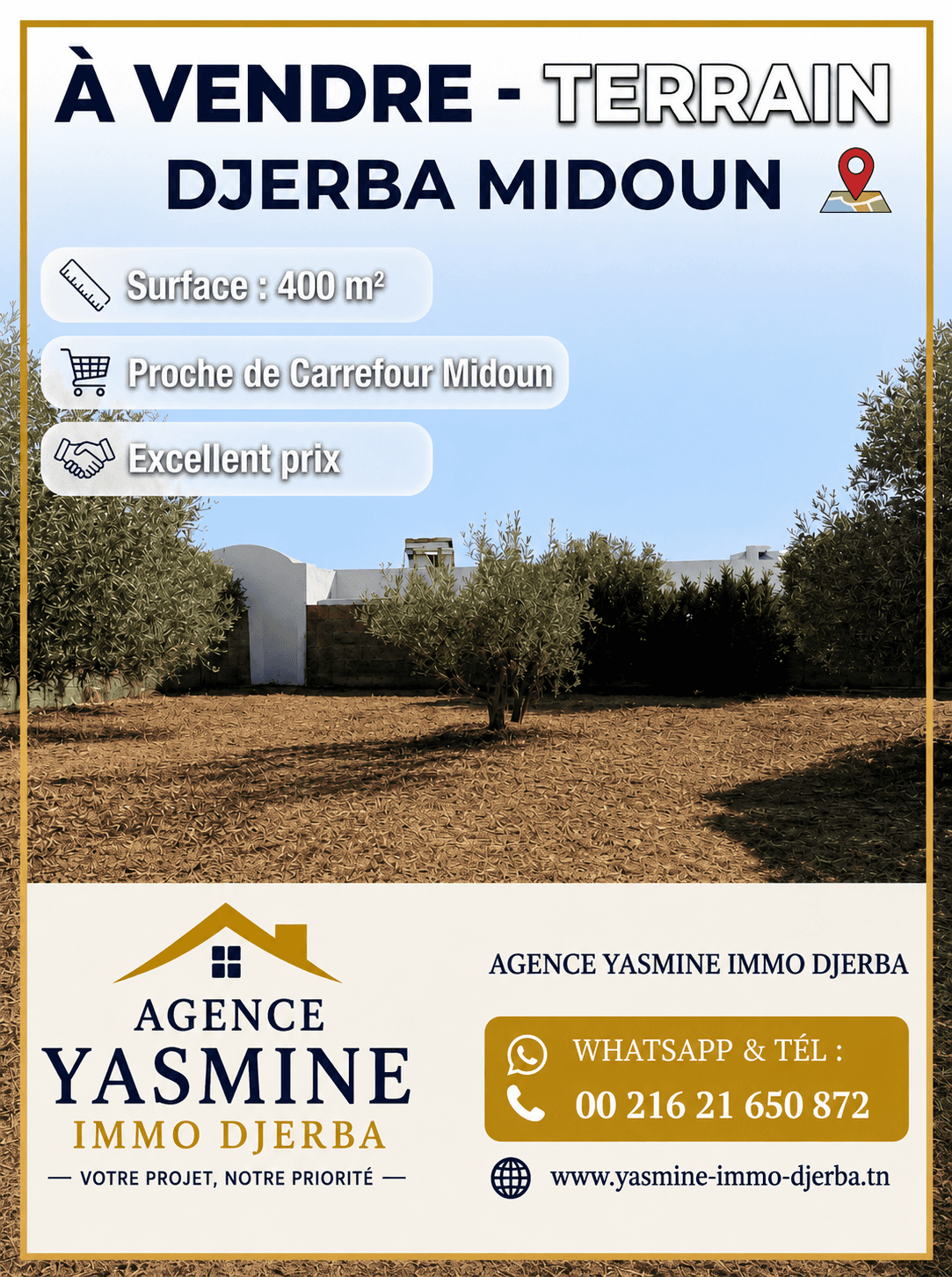 Terrain derrière carrefour — Midoun, Djerba