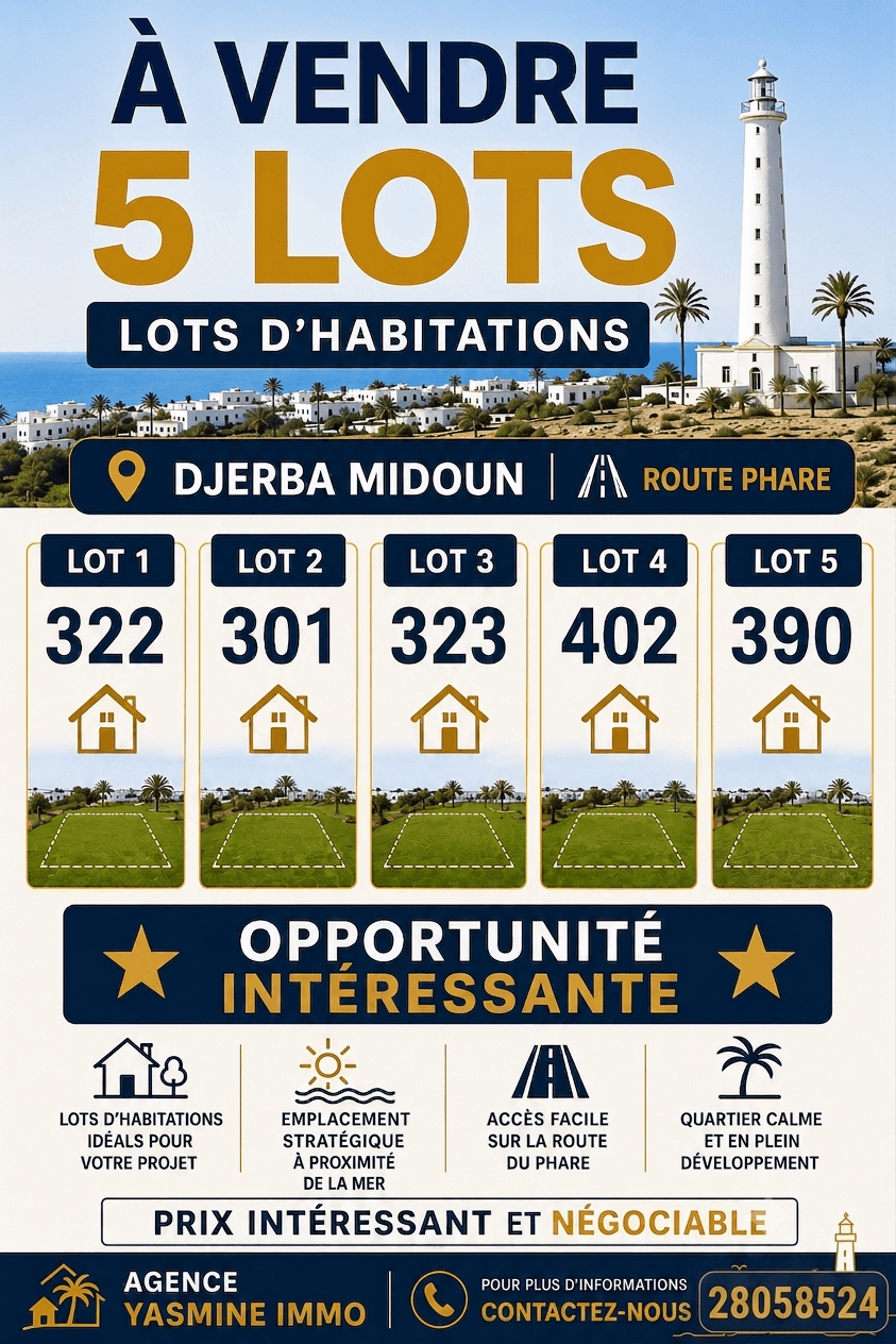 5 lots d'habitations — Midoun, Djerba